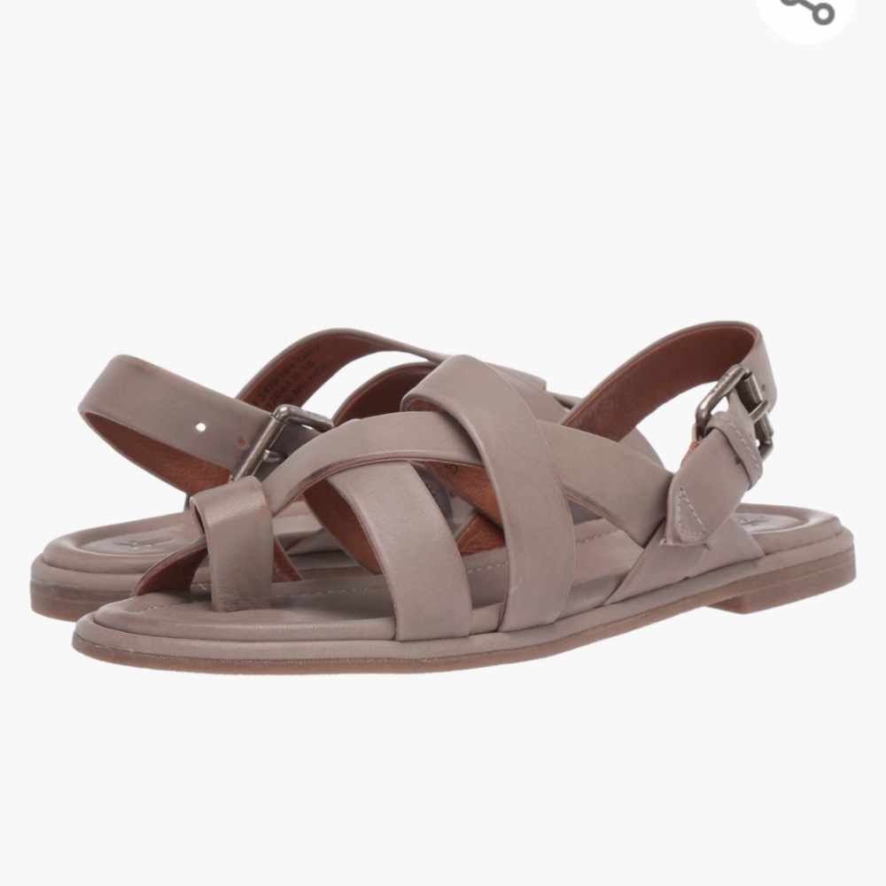 New Frye Tait Softly Criss Cross Sandal Grey Leather size 6
